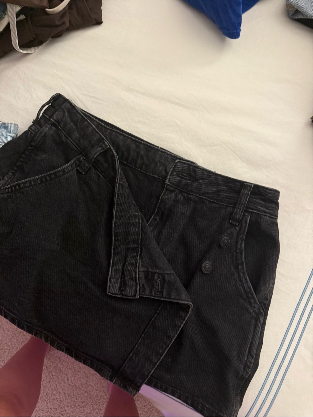 We The Free Black Denim Mini Skirt